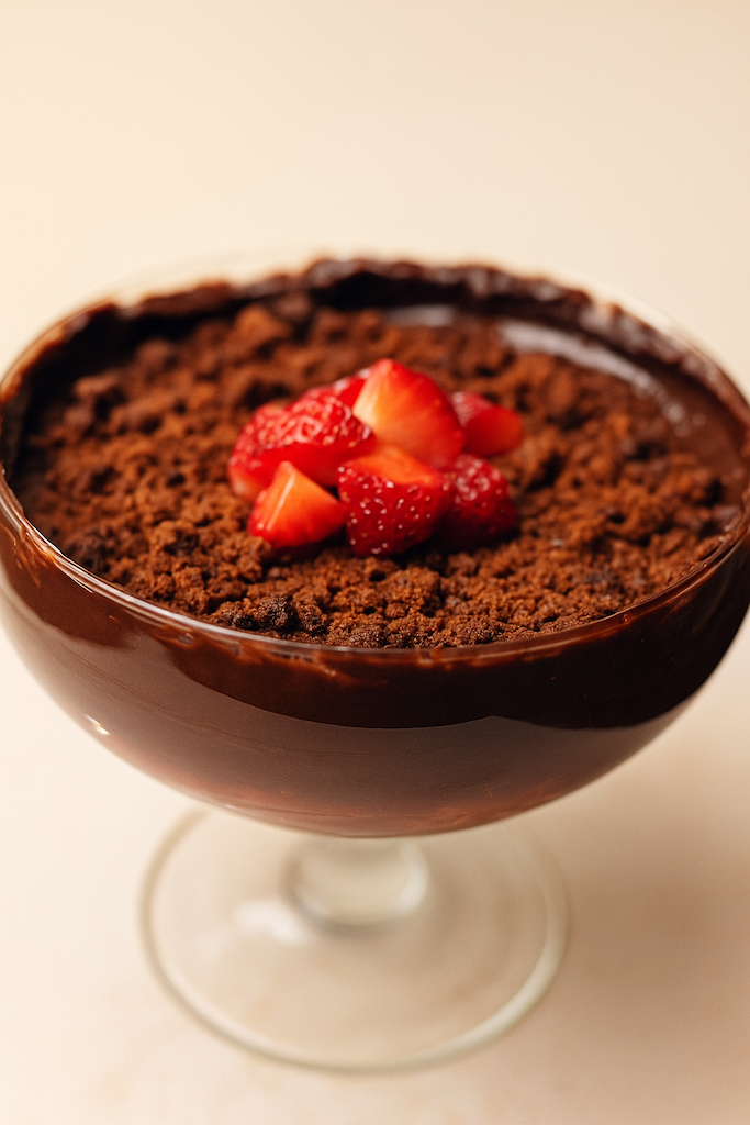 Brigadeiro com Morango e Farofinha de Cookies