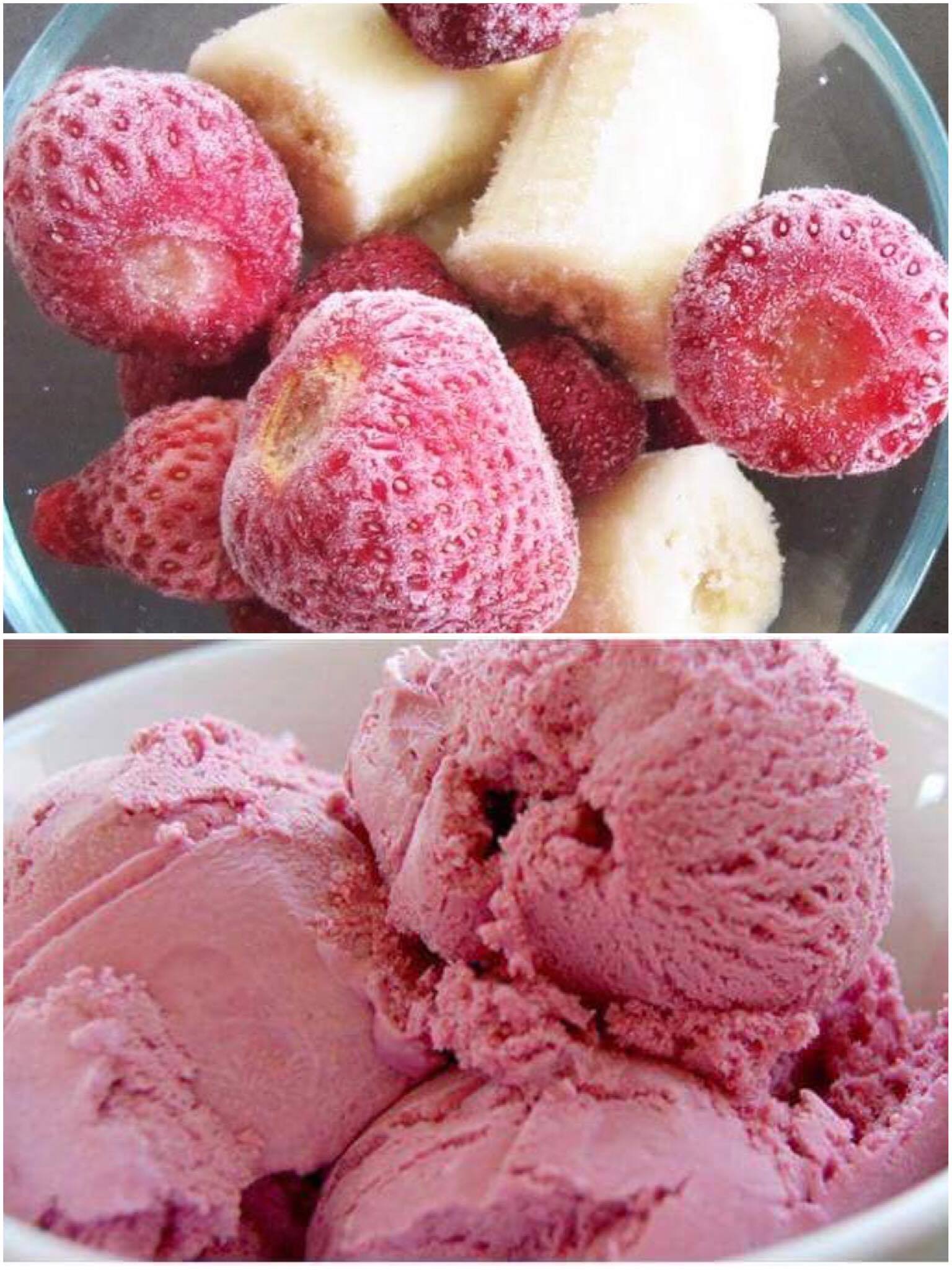 Sorvete de morango e banana